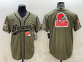 Men's Cleveland Browns Olive 2021 Salute To Service Limited Player Jersey1