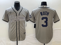 Men's New York Yankees Babe Ruth #3 Gray Player Jersey1 Joint Edition