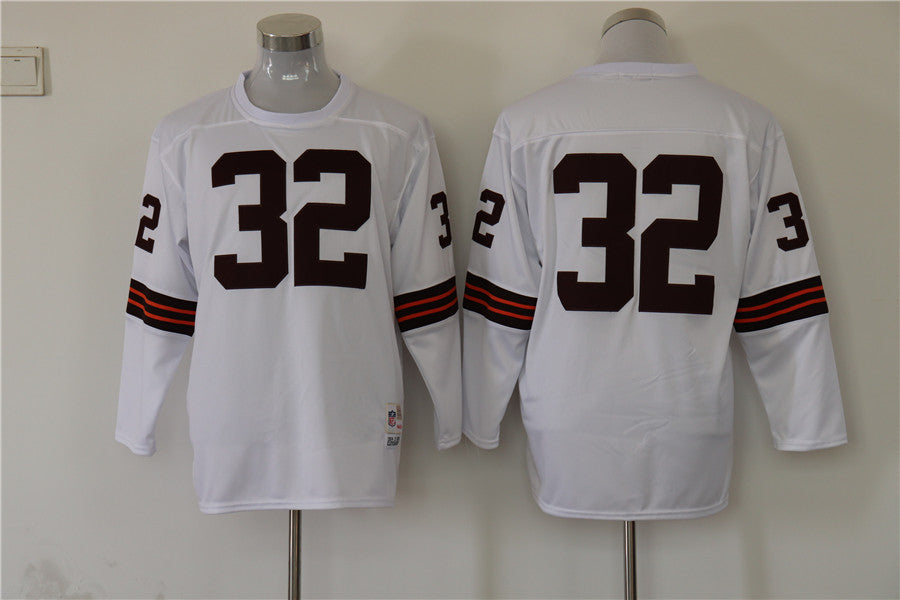 Men's Cleveland Browns Jim Brown  White Legacy Replica Player Jersey1