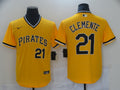 Men's Pittsburgh Pirates Roberto Clemente #21 Yellow Replica Baseball Jersey1