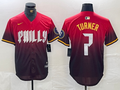 Men's Philadelphia Phillies Trea Turner #7 Red 2024 City Connect Limited Player Jersey1