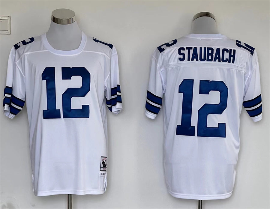 Men's Dallas Cowboys Roger Staubach  White Legacy Replica Jersey1