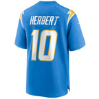 #10 Justin Herbert Player LA.Chargers Blue Game Football Jerseys