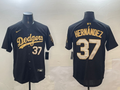 Men's Los Angeles Dodgers Teoscar Hernandez #37 Black Player Game Jersey1