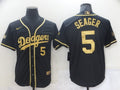 Men's Los Angeles Dodgers Corey Seager #5 Black Replica Player Jersey1