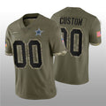 Custom1 Dallas Cowboys ACTIVE PLAYER 2022 Olive Salute To Service Limited Stitched Jersey1 Football Jerseys