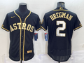Men's Houston Astros Alex Bregman #2 Black Replica Team Jersey1