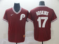 Men's Philadelphia Phillies Rhys Hoskins #17 Red Stitched Jersey1