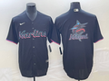 Men's Miami Marlins Black Alternate Replica Team Jersey1