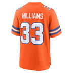 Javonte Williams Denver Broncos Nike Mile High Collection 1977 Throwback   Game Jersey - Orange