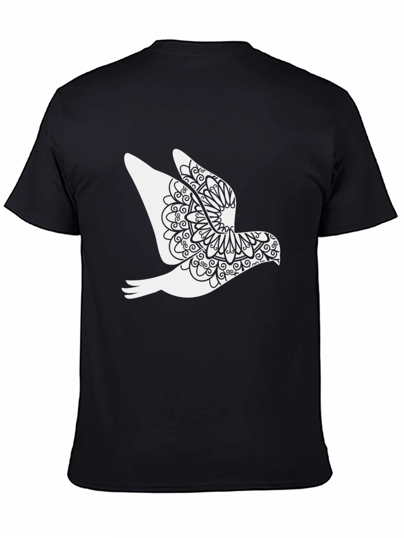 Dove Mandala Graphic Black T-Shirt