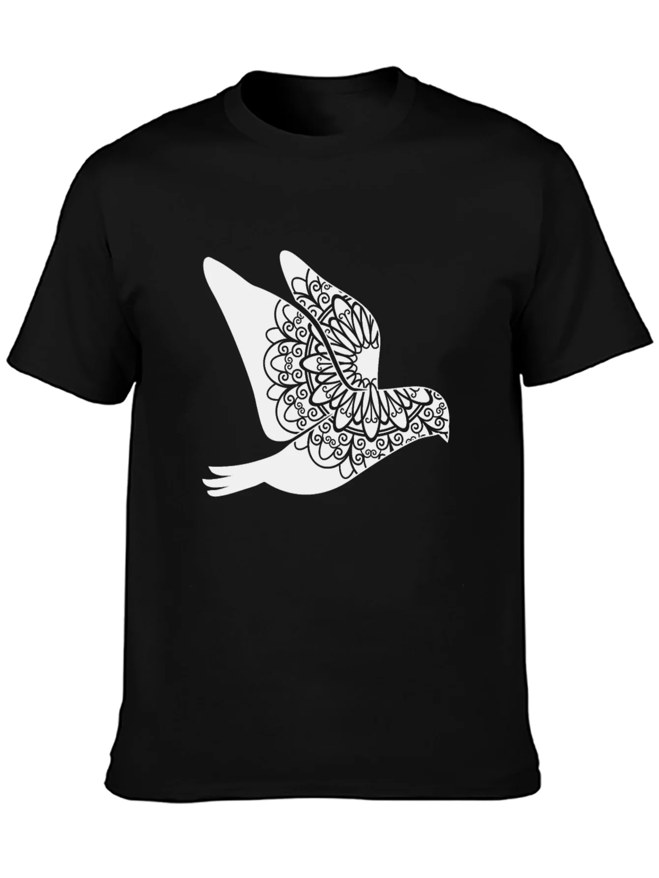 Dove Mandala Graphic Black T-Shirt