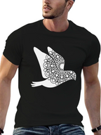 Dove Mandala Graphic Black T-Shirt