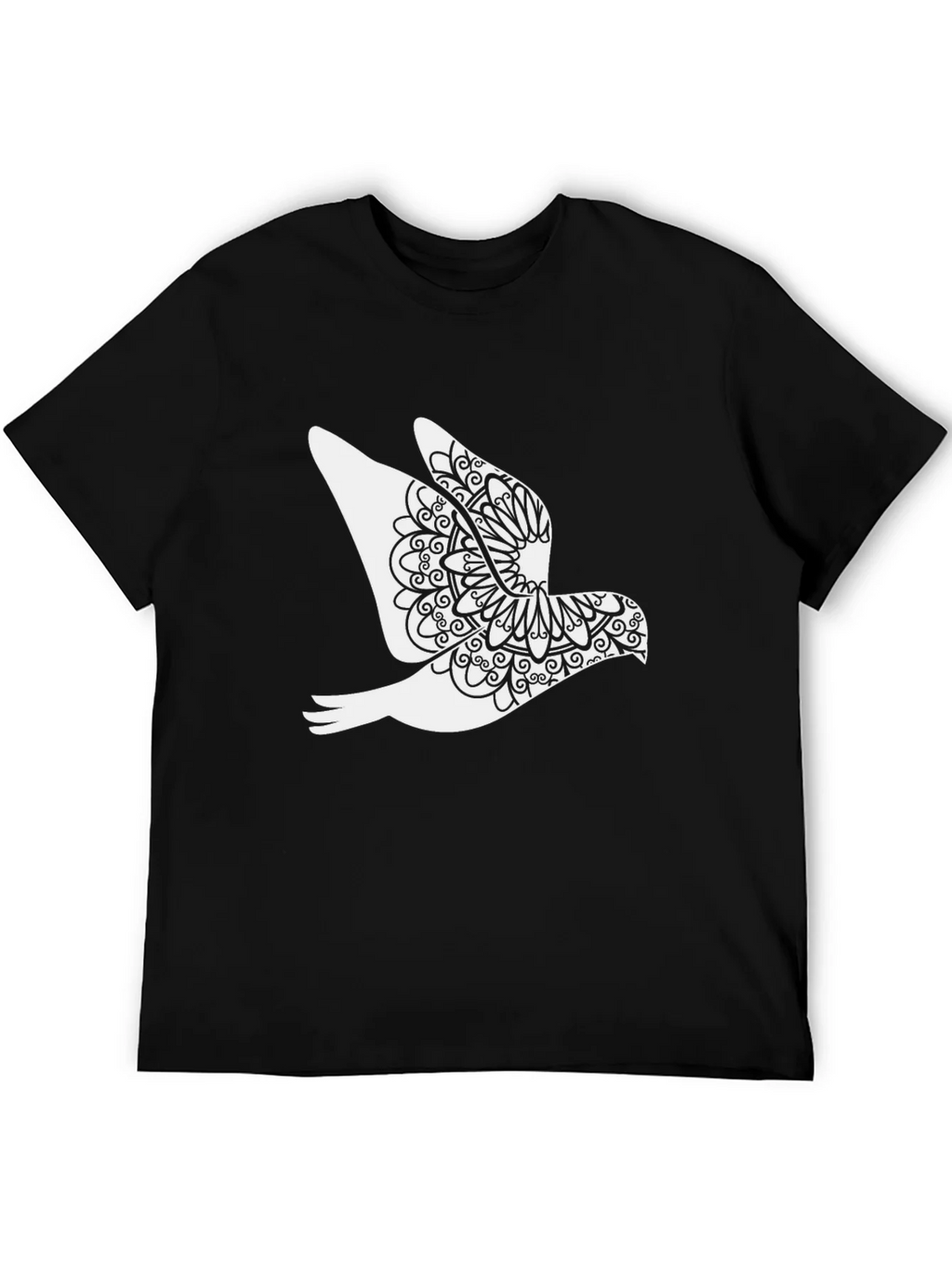 Dove Mandala Graphic Black T-Shirt
