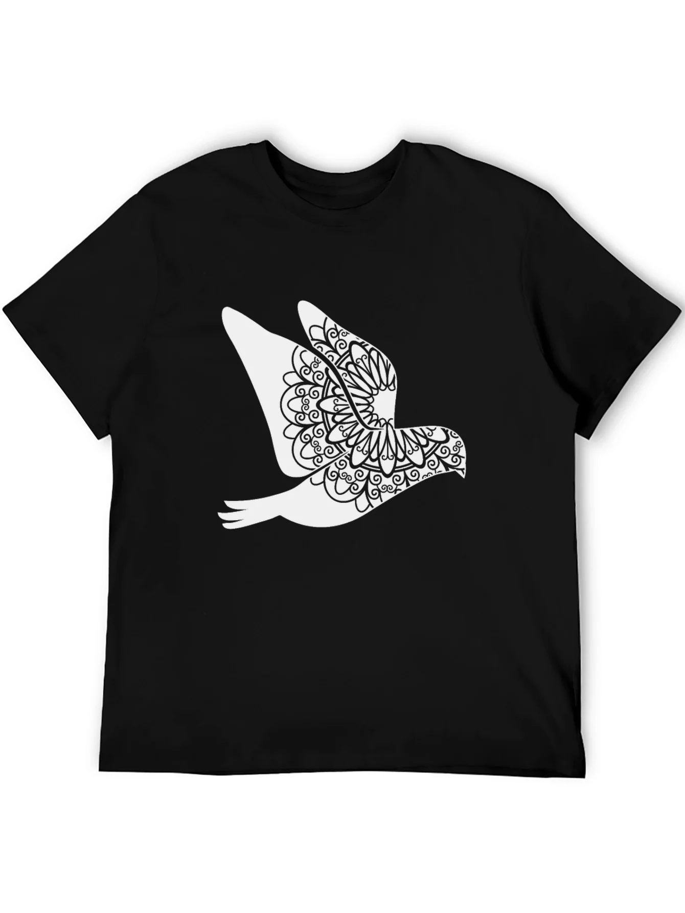 Dove Mandala Graphic Black T-Shirt
