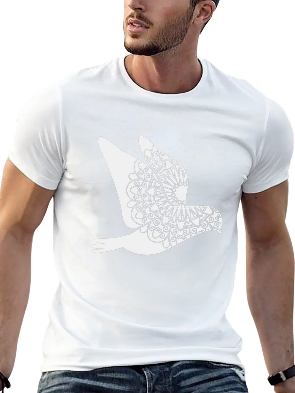 Dove Mandala Graphic Black T-Shirt