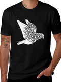 Dove Mandala Graphic Black T-Shirt