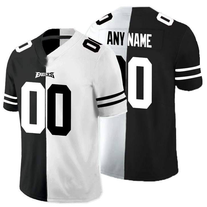 Custom1 Philadelphia Eagles Black And White Split Vapor Untouchable Limited Jersey1 Stitched American Football Jerseys
