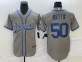 Men's Los Angeles Dodgers Mookie Betts #50 Gray Player Jersey1 Joint Edition