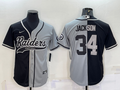 Men's Las Vegas Raiders Bo Jackson #34 Black/Gray Game Jersey1 Joint Edition