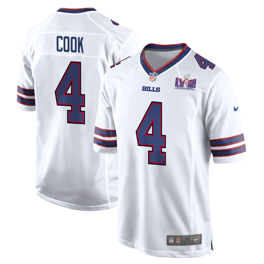 James Cook 4 Signed Buffalo Bills Super Bowl LVIII Game Men Jersey  White
