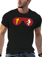 Retro Skateboarder Sunglasses Graphic Tee - Black
