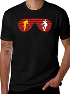 Retro Skateboarder Sunglasses Graphic Tee - Black