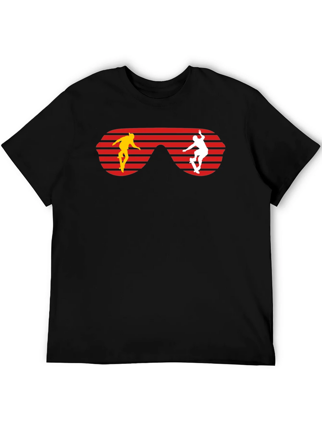 Retro Skateboarder Sunglasses Graphic Tee - Black