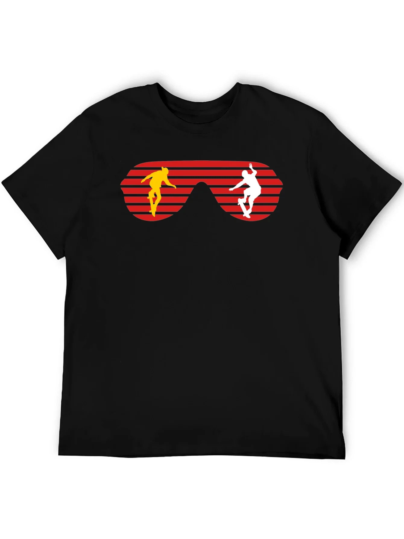 Retro Skateboarder Sunglasses Graphic Tee - Black