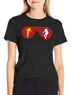 Retro Skateboarder Sunglasses Graphic Tee - Black