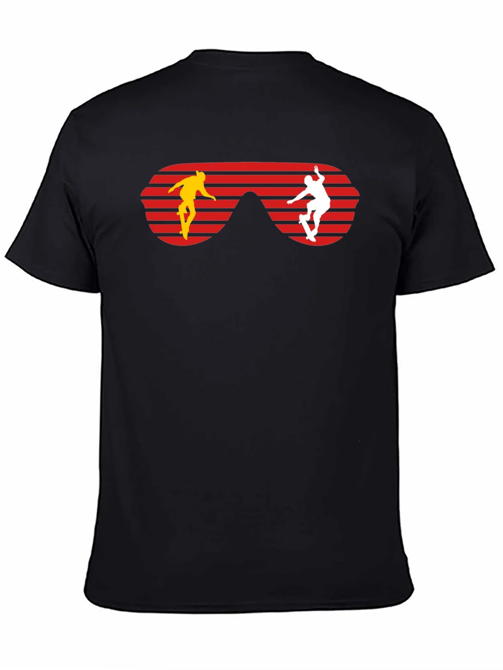 Retro Skateboarder Sunglasses Graphic Tee - Black