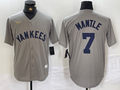 Men's New York Yankees Mickey Mantle #7 Gray Road Cooperstown Collection Player Jersey1