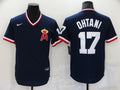 Men's Los Angeles Angels Shohei Ohtani #17 Navy Printed Baseball Jersey1