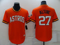 Men's Houston Astros Jose Altuve #27 Orange Cooperstown Collection Team Jersey1