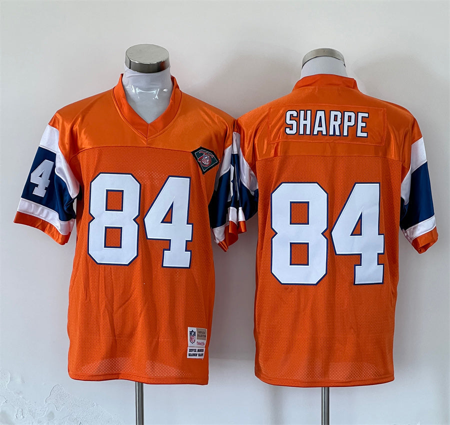 Men's Denver Broncos Shannon Sharpe  Orange Legacy Replica Jersey1