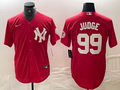 Men's New York Yankees Aaron Judge #99 Red Replica Player Jersey1