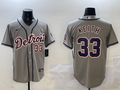 Men's Detroit Tigers Colt Keith #33 Gray Road Limited Player Jersey1