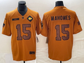 Men's Kansas City Chiefs Patrick Mahomes #15 Brown 2023 Salute To Service Retired Player Limited Jersey1