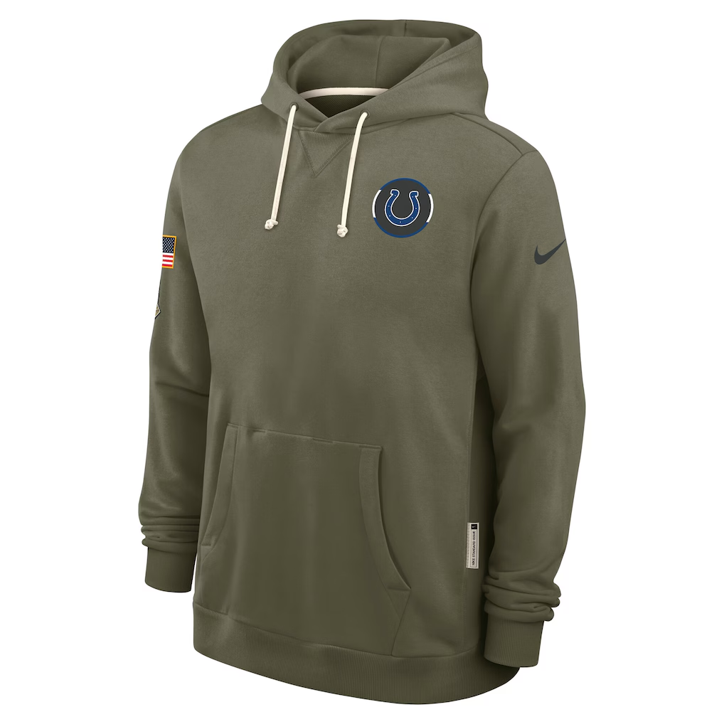 Men's Indianapolis Colts Nike Olive 2025 Salute to Service Sideline Standard Issue Dri-FIT Hoodie