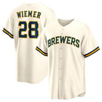Milwaukee Brewers #28 Joey Wiemer Cream Alternate Replica Player Jersey Baseball Jerseys