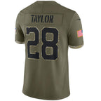 IN.Colts #28 Jonathan Taylor Player Olive Salute To Service Football Jerseys