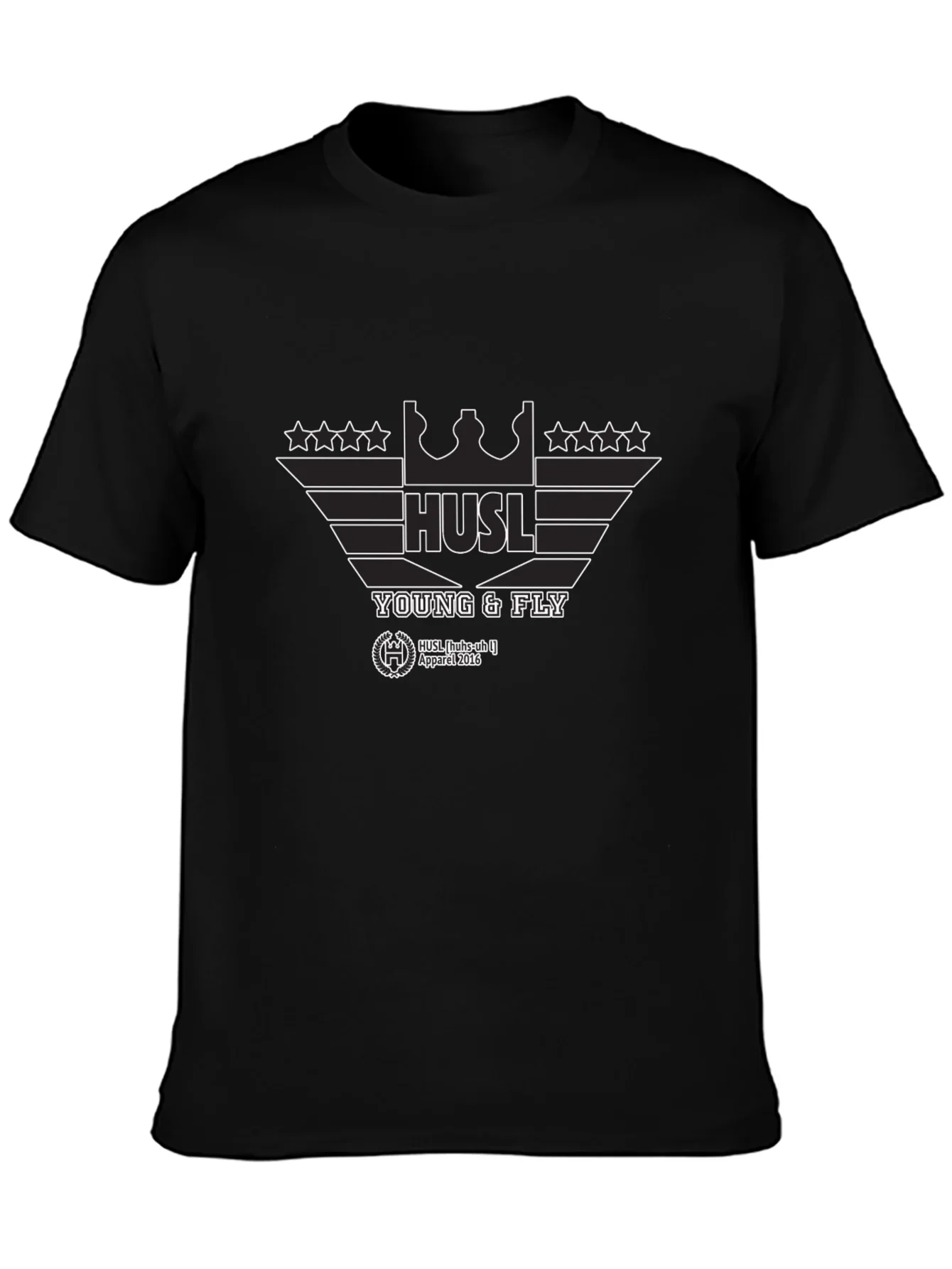 Hustl Young & Fly Black Graphic T-Shirt