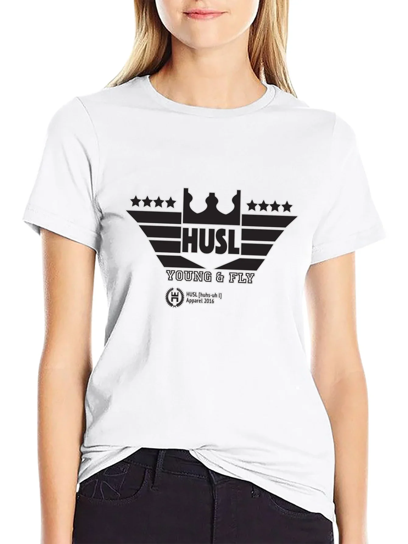 Hustl Young & Fly Black Graphic T-Shirt