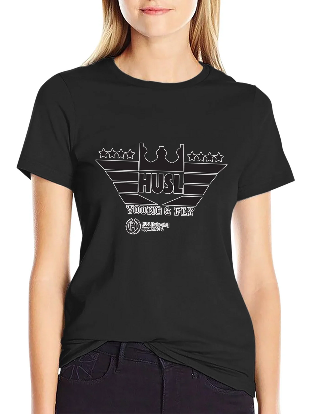 Hustl Young & Fly Black Graphic T-Shirt
