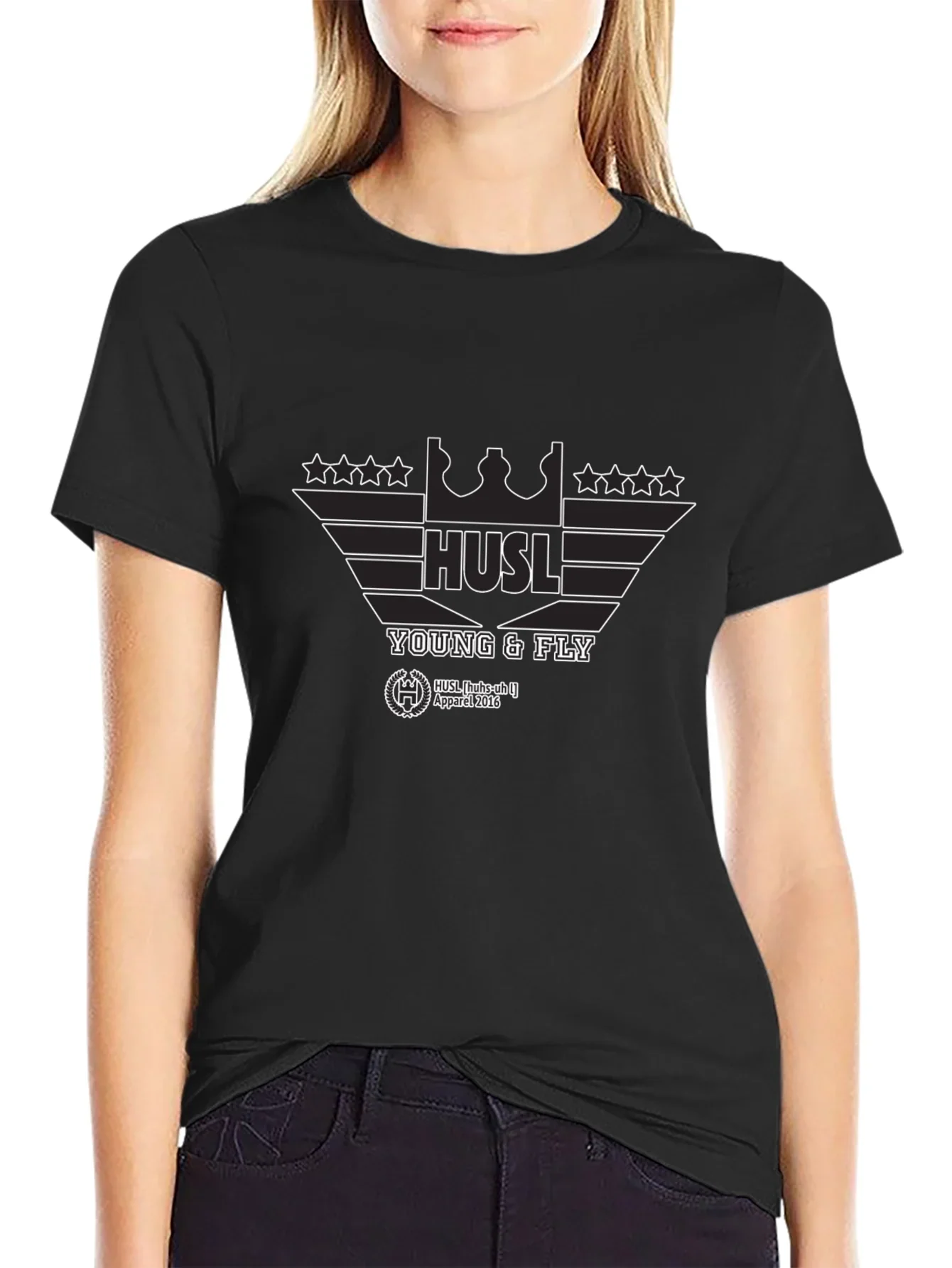 Hustl Young & Fly Black Graphic T-Shirt