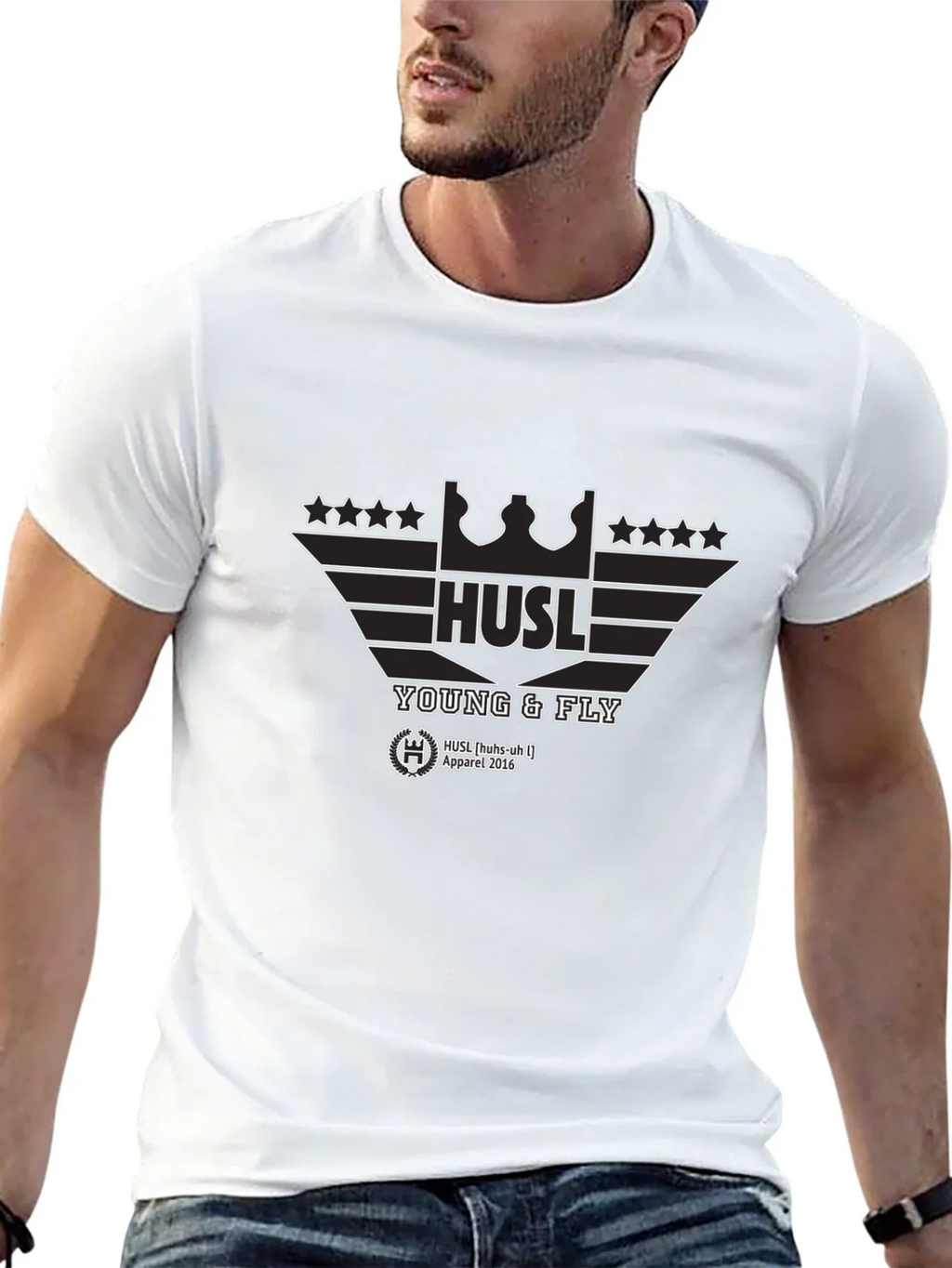 Hustl Young & Fly Black Graphic T-Shirt