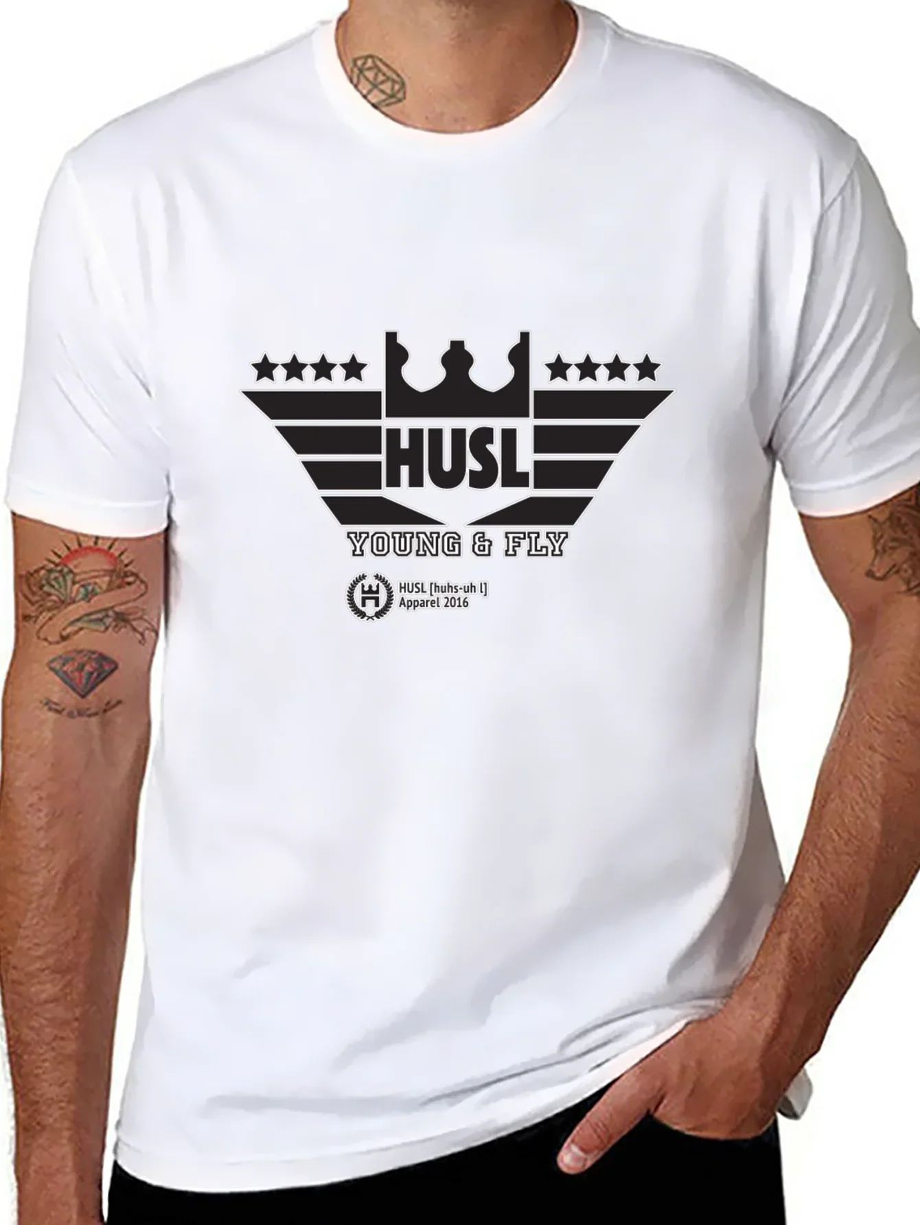 Hustl Young & Fly Black Graphic T-Shirt