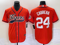 Men's Detroit Tigers Miguel Cabrera #24 Orange Replica Player Jersey1 Joint Edition