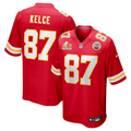 Men's Kansas City Chiefs Travis Kelce #87 Red Super Bowl LIX Game Jersey1