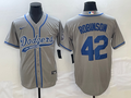 Men's Los Angeles Dodgers Jackie Robinson #42 Gray Player Jersey1 Joint Edition